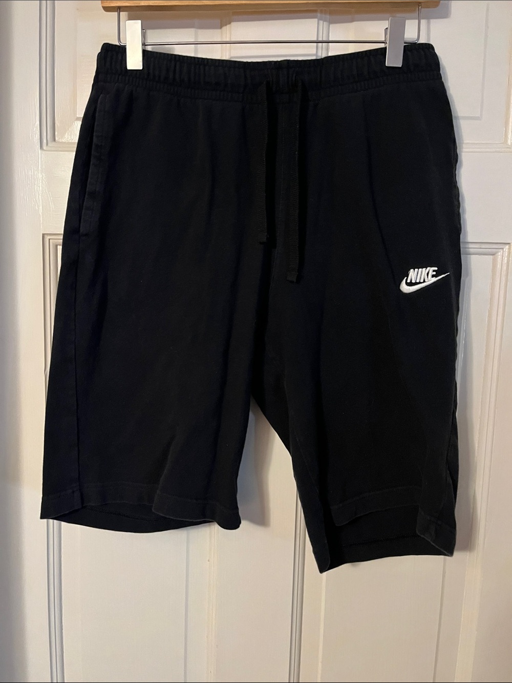 Nike Black Athletic Fleece Shorts with White Swoosh